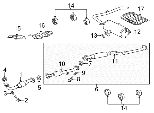 2011 Toyota Sienna Exhaust Tail Pipe Assembly Diagram for 17430-0V080