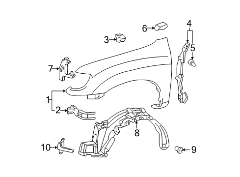 2000 Toyota Tundra Brace, Front Fender To Apron, LH Diagram for 53836-34020