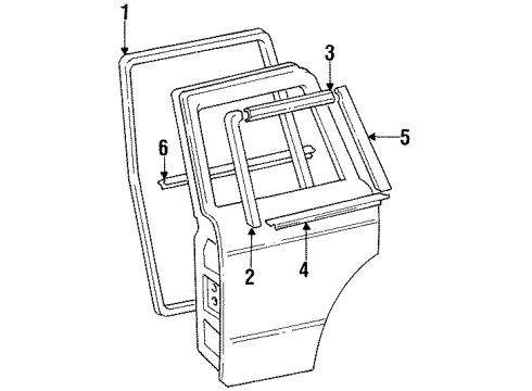 1989 Toyota Land Cruiser Moulding, Rear Door Window Frame, Upper LH Diagram for 75764-90A00