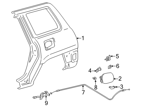 1996 Toyota RAV4 Fuel Door Diagram 2 - Thumbnail