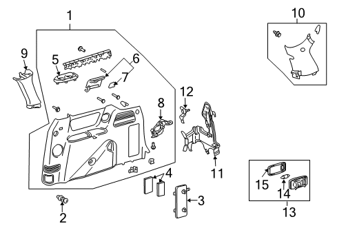 2010 Toyota Sienna Panel Assy, Quarter Trim, Front LH Diagram for 62520-AE350-B0