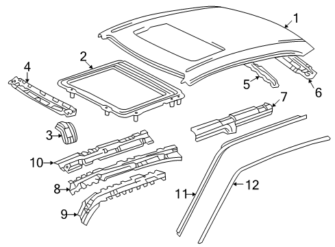 1999 Toyota Corolla Roof & Components, Exterior Trim, Body Diagram 2 - Thumbnail