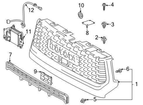 2021 Toyota Tundra Grille Assembly, Front Upper Diagram for 53101-0C070-G1