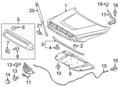 2016 Toyota Tundra BULGE Assembly, Hood Diagram for 76180-0C030-A0