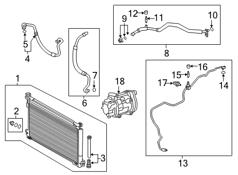 2022 Toyota Corolla A/C Condenser, Compressor & Lines Diagram