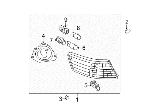 2008 Toyota Camry Retainer, Rear Bumper Diagram for 52561-06040