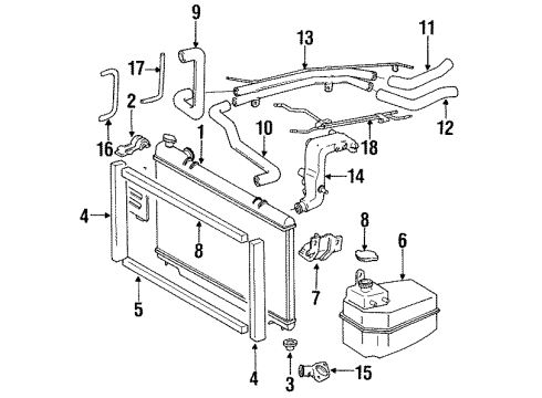 1991 Toyota Previa Radiator & Components Diagram