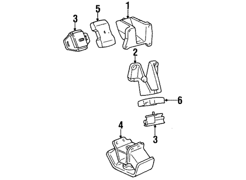 1996 Toyota T100 Engine & Trans Mounting Diagram 1 - Thumbnail