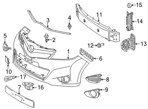 2014 Toyota Yaris Cover, Front Bumper L/C Diagram for 52119-0U904