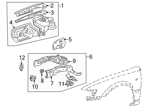 1998 Toyota Camry Reinforcement, Front Bumper Mounting, LH Diagram for 57034-33010