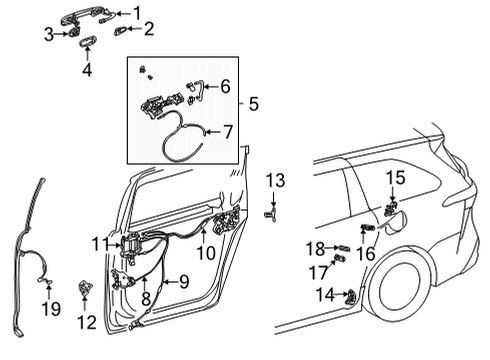 2021 Toyota Sienna Handle, Outside, White Pearl Diagram for 69230-08090-A1