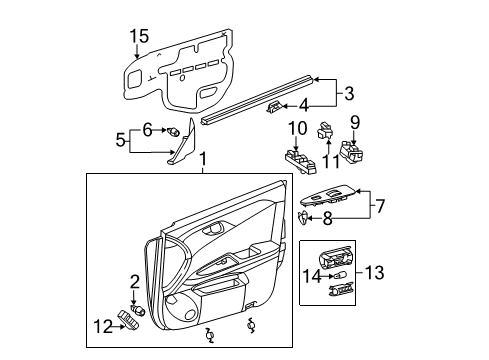 2011 Toyota Avalon Panel Assembly, Door Trim Diagram for 67620-07050-C0