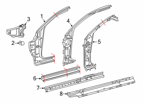 2021 Toyota Tacoma Hinge Pillar, Rocker Diagram