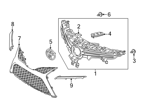 2020 Toyota Camry Grille & Components Diagram