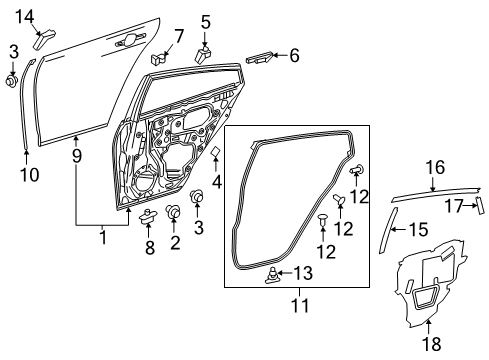 2016 Toyota Prius Cover, Rear Door Service Diagram for 67842-47120