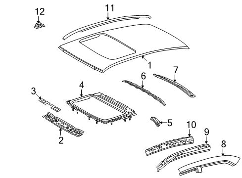 2012 Toyota Corolla Roof & Components, Exterior Trim Diagram