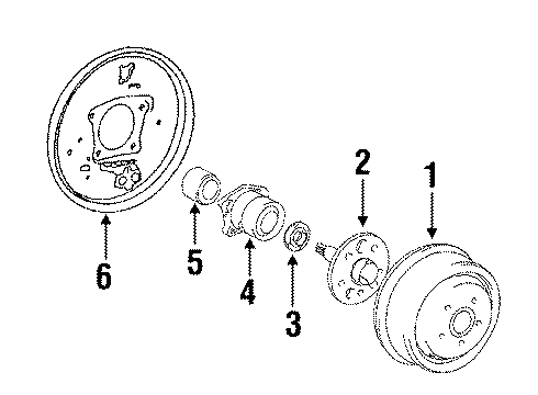 1985 Toyota Camry Rear Brake Drum Sub-Assembly Diagram for 42431-32010