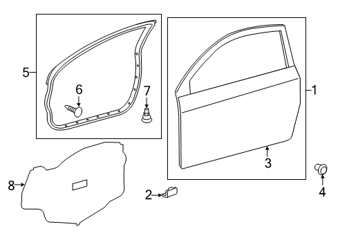 2014 Scion iQ Door & Components, Body Diagram