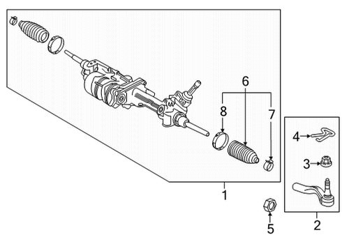 2022 Toyota Mirai Outer Tie Rod, Driver Side Diagram for 45470-59145