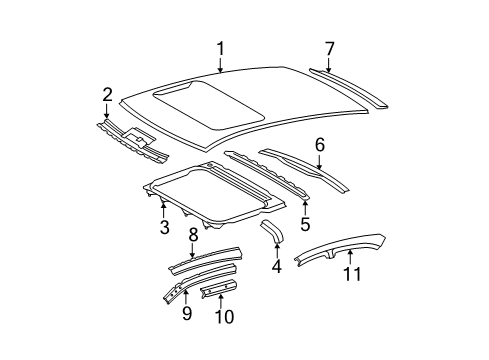 2009 Toyota Camry Reinforcement, Roof Panel Diagram for 63142-33060