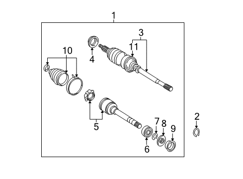 2001 Toyota Solara Front Cv Joint Inboard, Left Diagram for 43040-06050