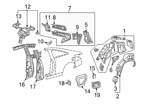 2005 Toyota Solara Inner Structure - Quarter Panel Diagram 2 - Thumbnail