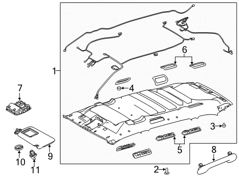 2019 Toyota Highlander Interior Trim - Roof Diagram 1 - Thumbnail