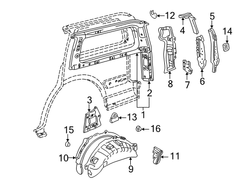 1998 Toyota Land Cruiser Reinforcement, Back Door Opening, Lower LH Diagram for 61746-60020