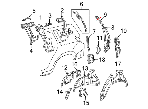 2011 Toyota RAV4 Inner Structure - Quarter Panel Diagram