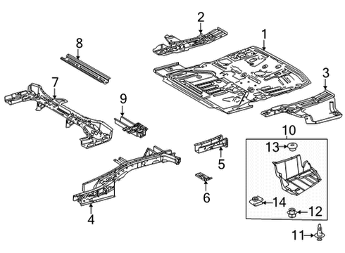 2020 Toyota Highlander Rear Floor & Rails Diagram 1 - Thumbnail