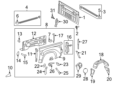 2013 Toyota Tundra Brace, Side Panel Skirt, Rr LH Diagram for 65522-0C020