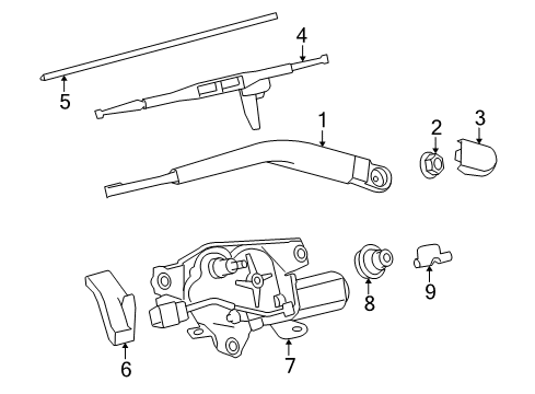 2013 Toyota Sequoia Rear Wiper Rubber Diagram for 85214-0C020