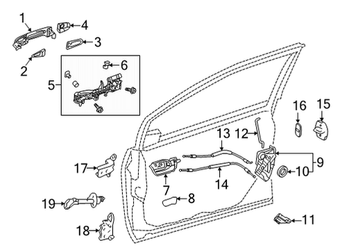 2018 Toyota Mirai Cover, Front Door Outside Handle Diagram for 69217-52030-R8