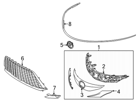 2021 Toyota Sienna Grille & Components Diagram 1 - Thumbnail