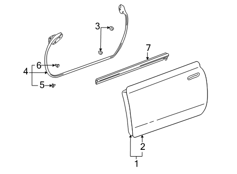 2005 Toyota MR2 Spyder Door & Components, Exterior Trim Diagram