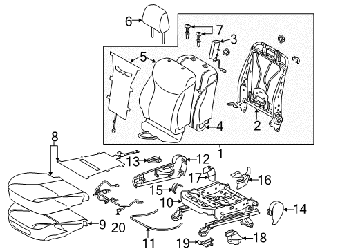 2013 Toyota Prius Back Assembly, Front Seat Diagram for 71430-47370-B6