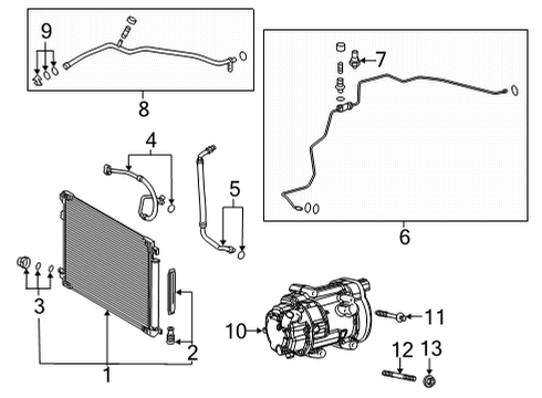 2021 Toyota Venza A/C Condenser, Compressor & Lines Diagram