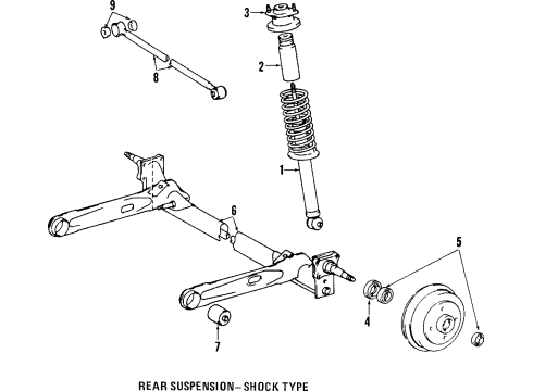 1990 Toyota Tercel Rear Suspension, Axle Housing, Control Arm Diagram 2 - Thumbnail