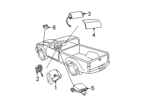 1998 Toyota Tacoma Button Assy, Horn Diagram for 45130-04030-B0