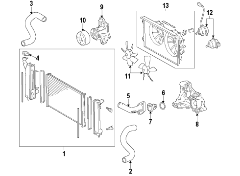 2010 Scion xB Cooling System, Radiator, Water Pump, Cooling Fan Diagram