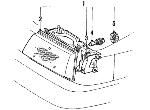 1990 Toyota Tercel Driver Side Headlamp Housing Sub-Assembly Diagram for 81106-16370