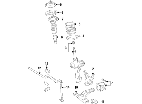 2013 Toyota Prius V Front Suspension Components, Lower Control Arm, Stabilizer Bar Diagram