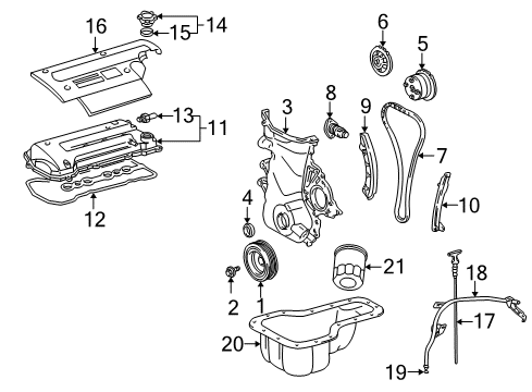 2000 Toyota MR2 Spyder Engine Parts & Mounts, Timing, Lubrication System Diagram 1 - Thumbnail