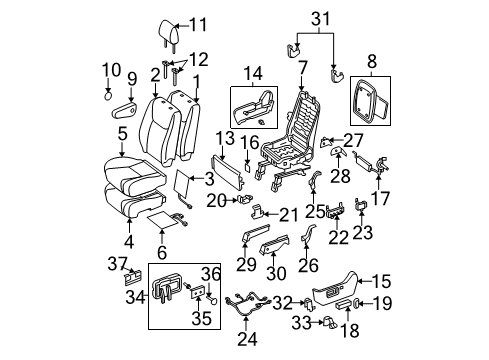 2005 Toyota Sienna Knob, Power Seat Switch Diagram for 84921-0E010-C0