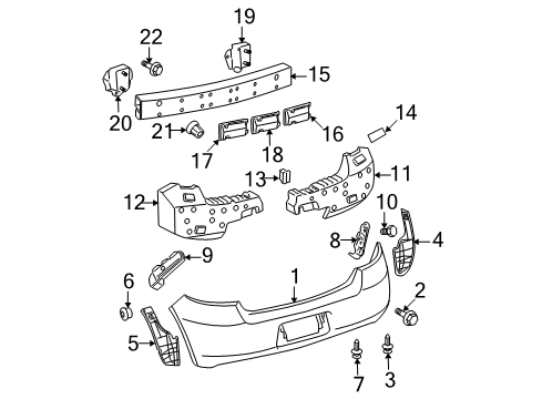 2008 Toyota Yaris Rear Bumper Diagram