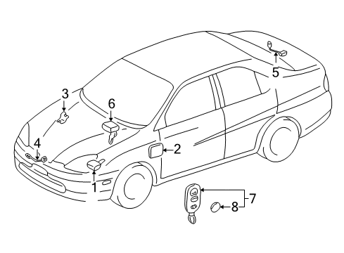 2001 Toyota Prius Horn Assembly, Security Diagram for 86510-47010