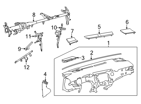 2020 Toyota Camry Cluster & Switches, Instrument Panel Diagram 2 - Thumbnail