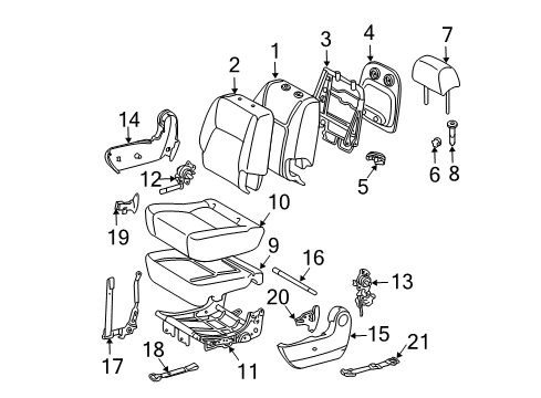 2008 Toyota Sienna No.1 Seat Back Cover Sub-Assembly Diagram for 79013-08030-B0