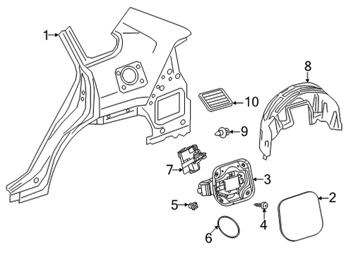 2021 Toyota Venza Panel Sub-Assembly, QUAR Diagram for 61601-48110