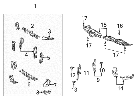 2005 Toyota Camry Support, Radiator, Upper Diagram for 53216-33120